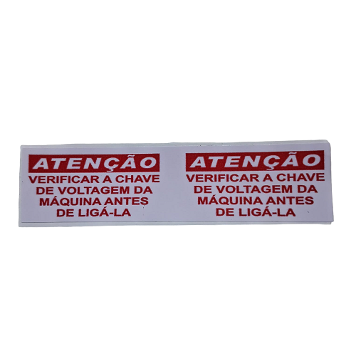 Etiqueta Atenção Voltagem Plug / Vinil 120mm X 30mm